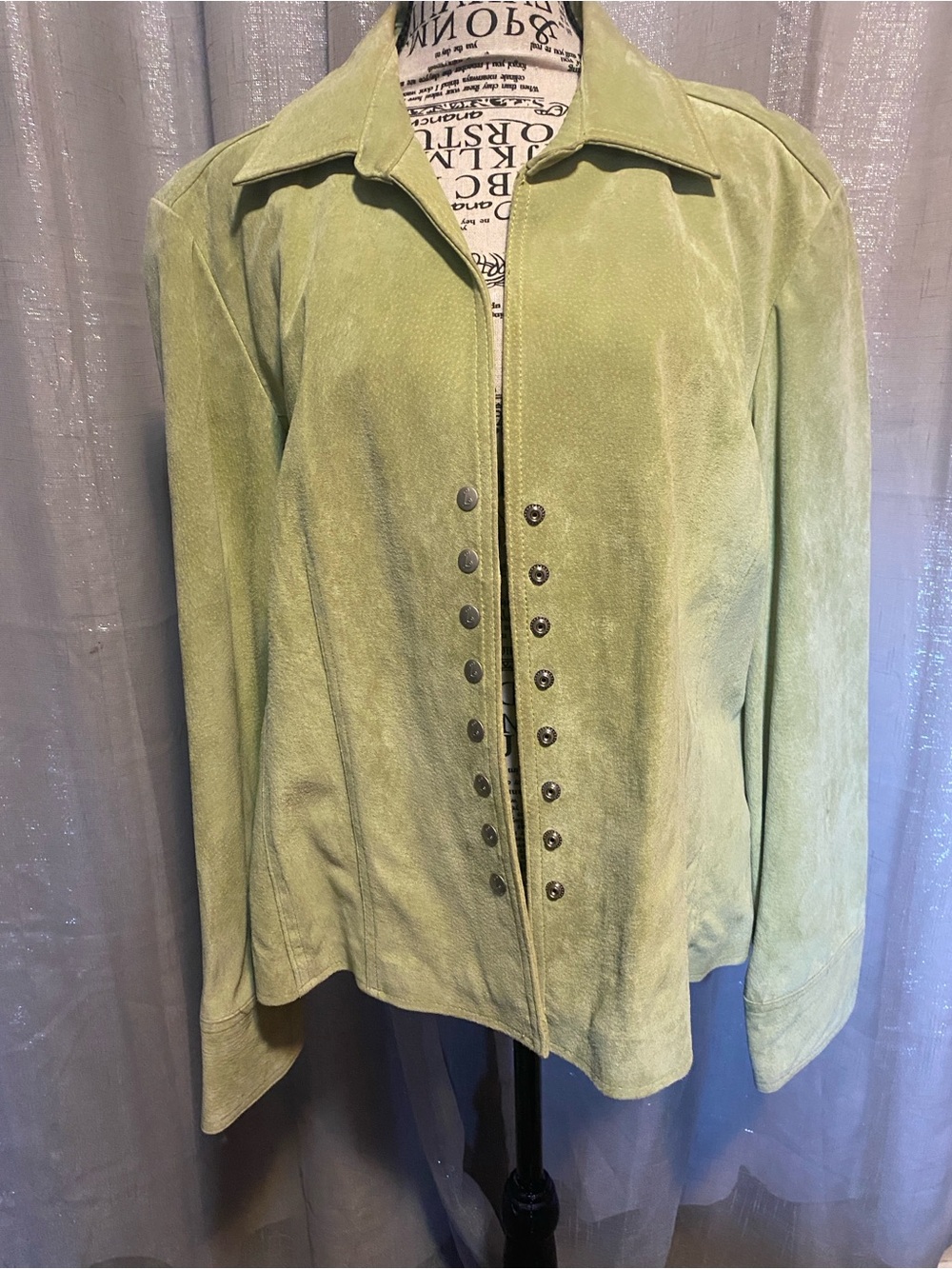 Live a Little Light Green Suede Snap-Front Jacket